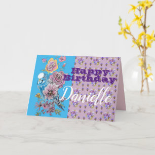Carte d'anniversaire de la rose d'aquarelle Blue B