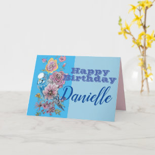 Carte d'anniversaire de la rose d'aquarelle Blue B