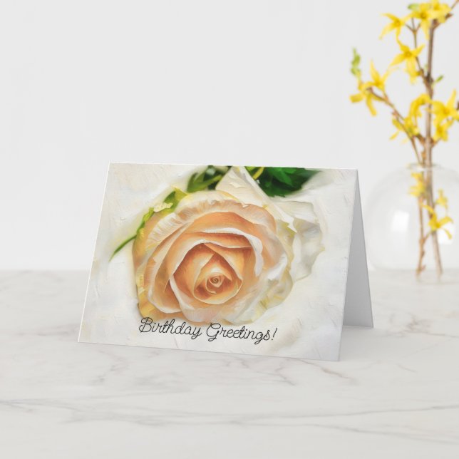 Carte d'anniversaire de la rose rose rose pâle (Fleur jaune)