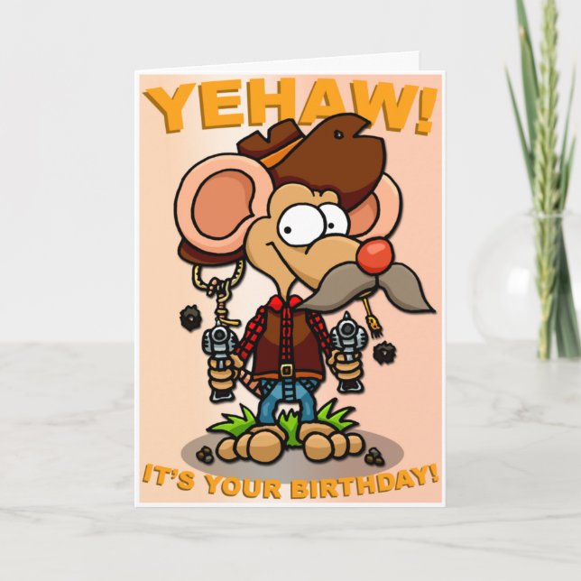 Carte d'anniversaire de la souris Cowboy (Devant)