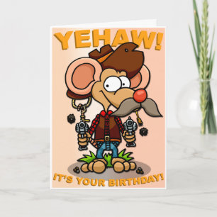Carte d'anniversaire de la souris Cowboy