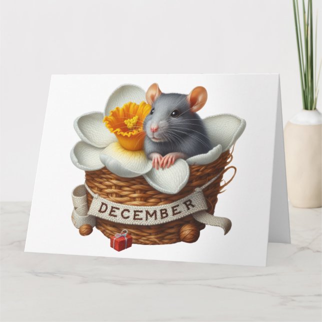 Carte d'anniversaire de la souris décembre (Devant)