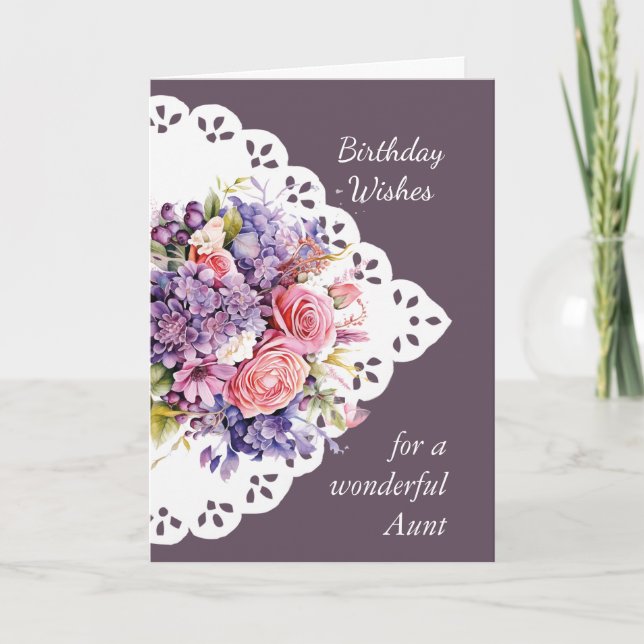 Carte d'anniversaire de la tante de bouquet de fle (Devant)