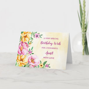 Carte d'anniversaire de la tante des fleurs de pri