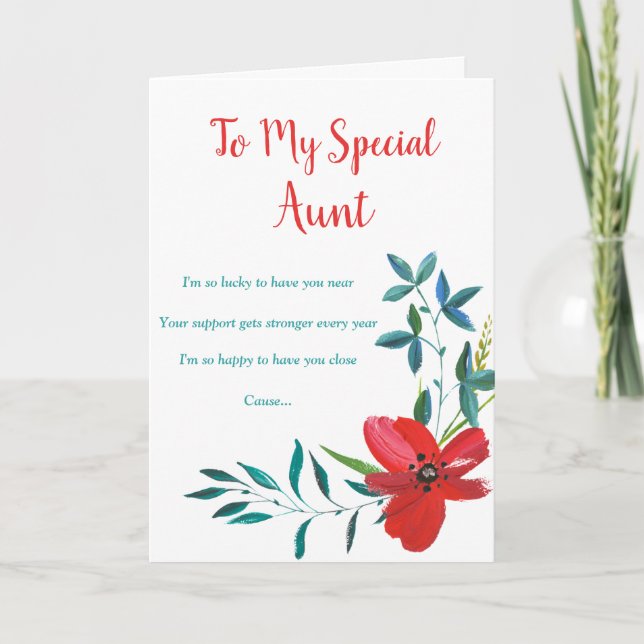Carte d'anniversaire de la tante florale (Devant)