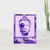 Carte d'anniversaire de la tête de bouddha motivée