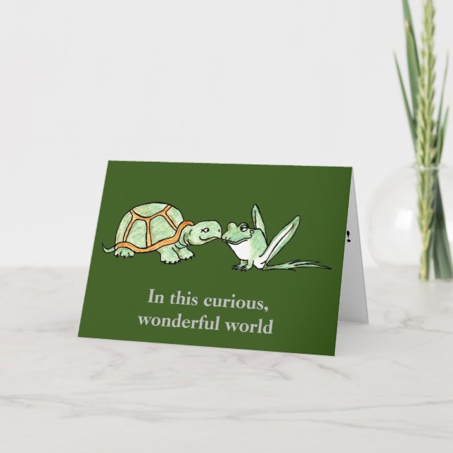 Carte d'anniversaire de la tortue et de la grenoui (Devant)