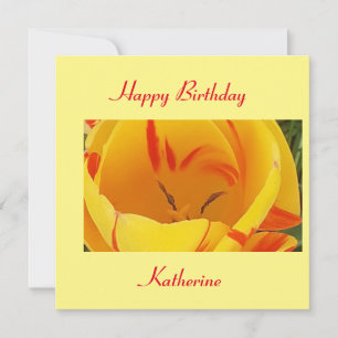 Carte d'anniversaire de la Tulipe jaune printemps