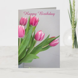 Carte d'anniversaire de la tulipe rose