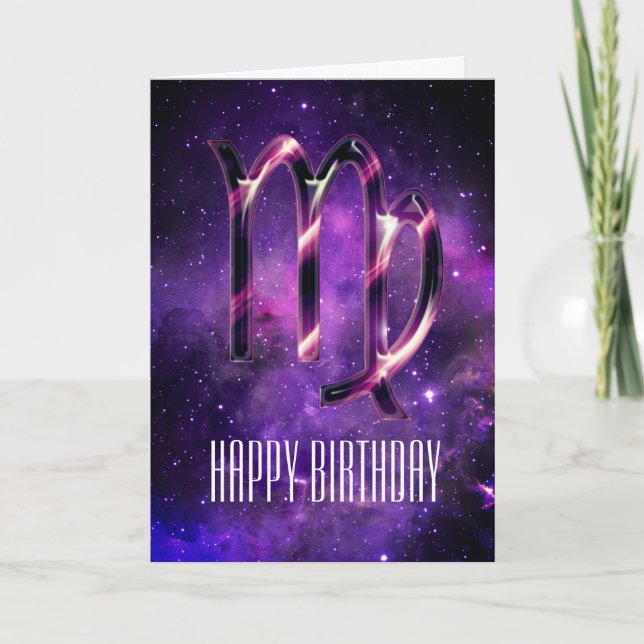 Carte d'anniversaire de la Virgo de l'espace pourp (Devant)