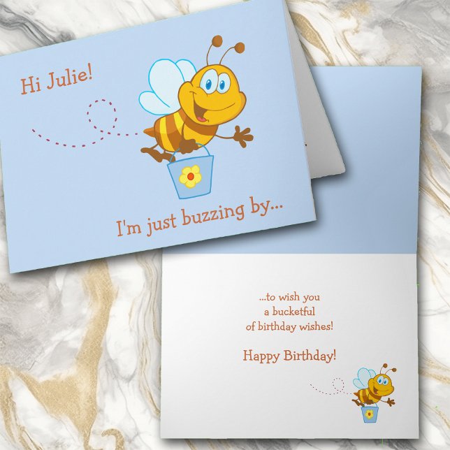 Carte d'anniversaire de l'abeille de miel mignonne (Créateur téléchargé)