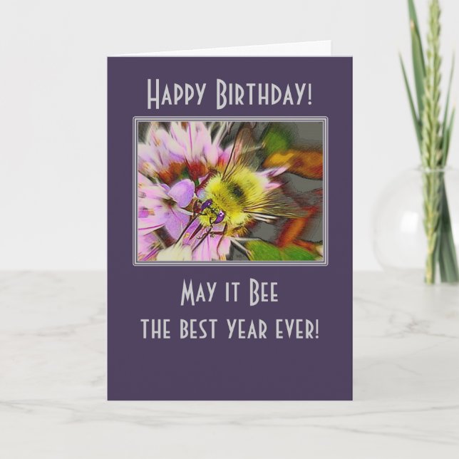 Carte d'anniversaire de l'abeille miel (Devant)