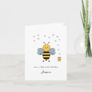 Carte d'anniversaire de l'abeille mignonne, amusan