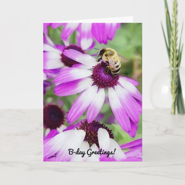 Carte d'anniversaire de l'abeille mignonne sur le  (Devant)