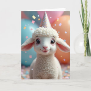 Carte d'anniversaire de l'agneau fantaisiste