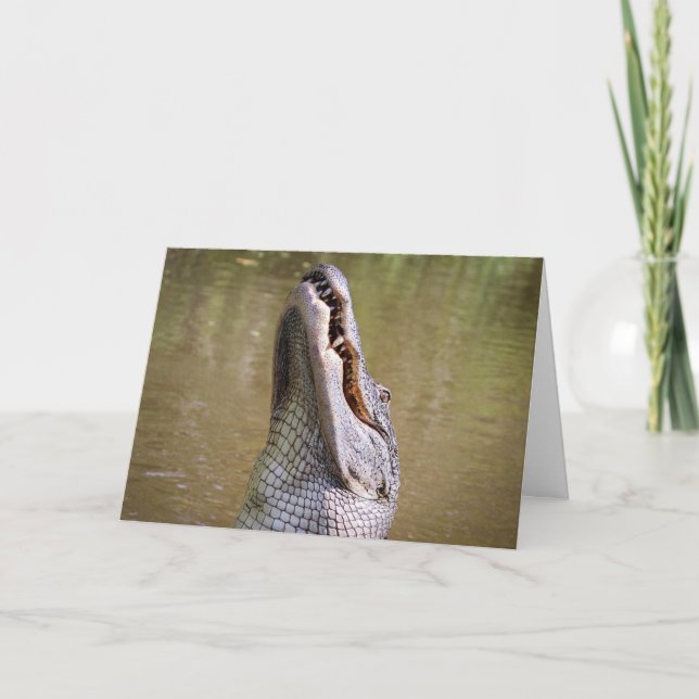 Carte d'anniversaire de l'alligator souriant (Devant)