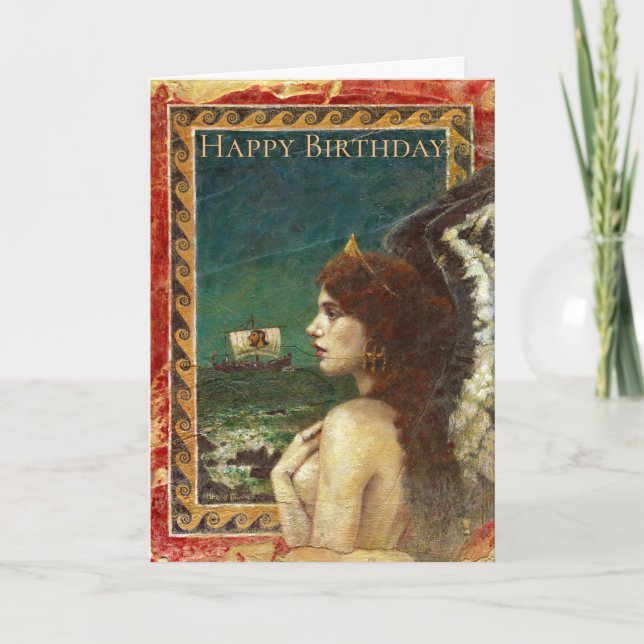 Carte d'anniversaire de l'ancienne sirène grecque (Devant)