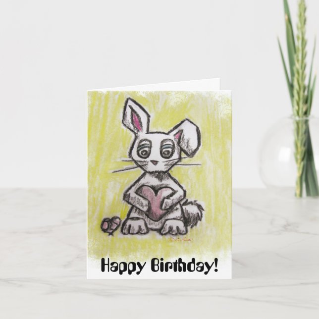 Carte d'anniversaire de lapin (Devant)