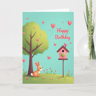 Carte d'anniversaire de lapin fantaisiste