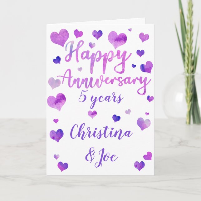Carte d'anniversaire de l'aquarelle cardiaque (Devant)