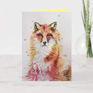 Carte d'anniversaire de l'Aquarelle Red Fox
