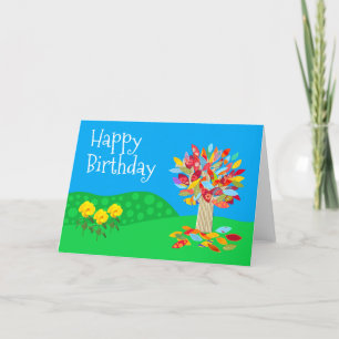 Carte d'anniversaire de l'arbre d'automne version