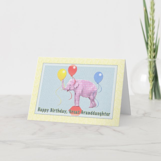 Carte d'anniversaire de l'arrière-petite-fille, (Devant)