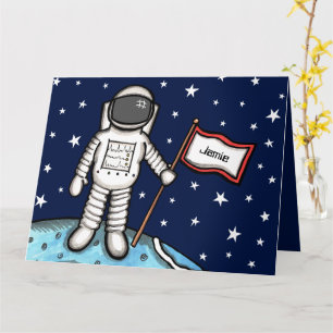 Carte d'anniversaire de l'astronaute spatial sur m