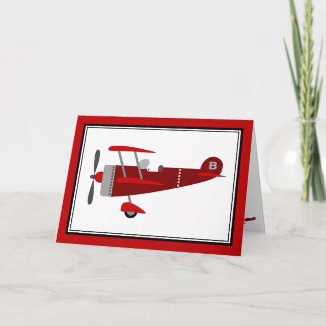 Carte d'anniversaire de l'avion rouge (Devant)