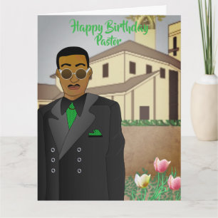 Carte d'anniversaire de l'église du pasteur afro-a