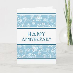 Carte d'anniversaire de l'employé floral bleu