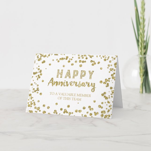 Carte d'anniversaire de l'employé Gold Confetti (Devant)