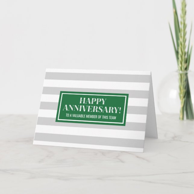 Carte d'anniversaire de l'employé Gris Vert (Devant)