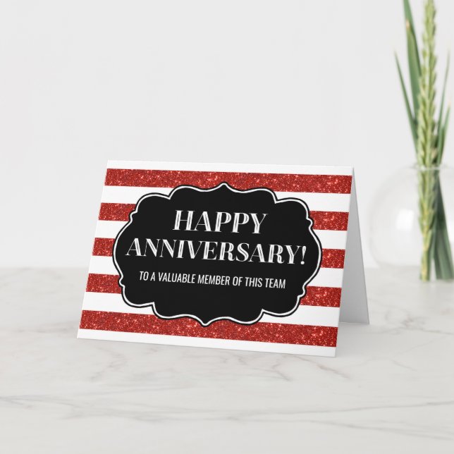 Carte d'anniversaire de l'employé Red Stripes (Devant)