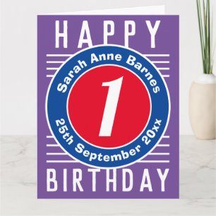 Carte d'anniversaire de l'enfant avec âge, nom et 