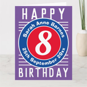 Carte d'anniversaire de l'enfant avec âge, nom et