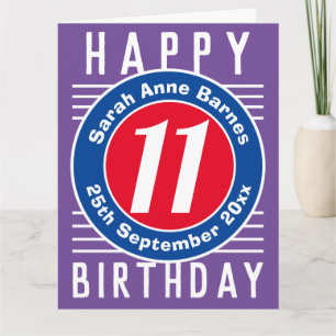 Carte d'anniversaire de l'enfant avec âge, nom et 