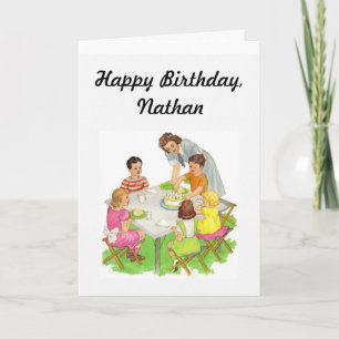 Carte d'anniversaire de l'enfant, image vintage de