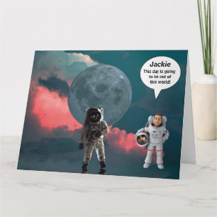 Carte d'anniversaire de l'espace astronaute