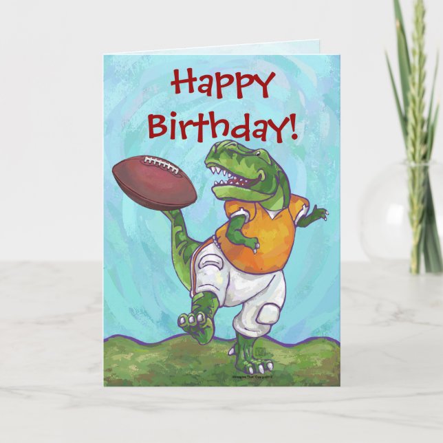 Carte d'anniversaire de l'étoile de football TRex  (Devant)