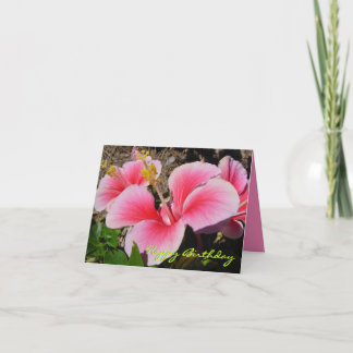 Carte d'anniversaire de l'Hibiscus rose