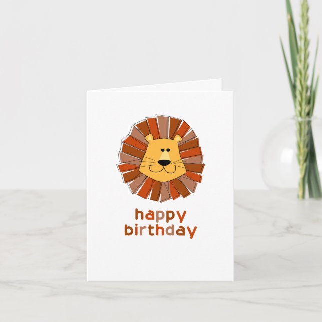 Carte d'anniversaire de l'illustration du lion (Devant)