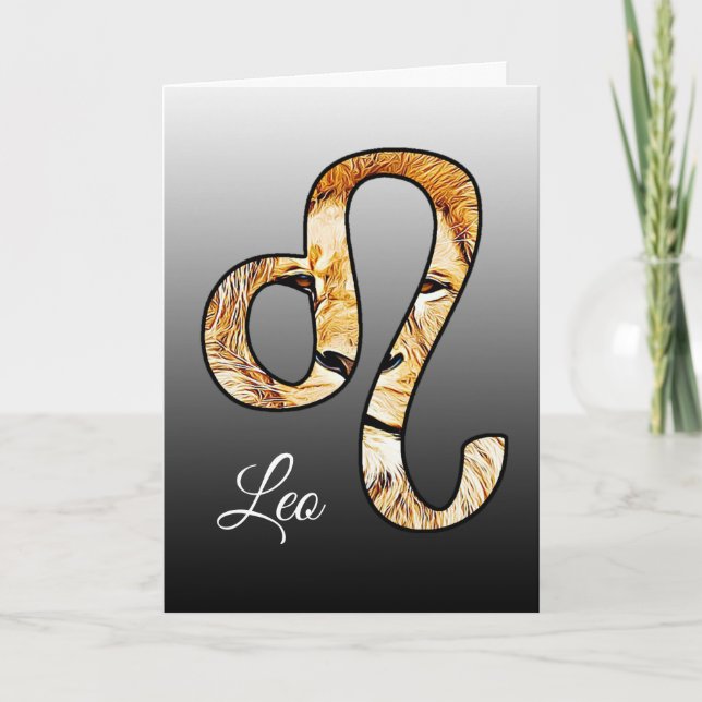 Carte d'anniversaire de Lion de signe d'horoscope (Devant)