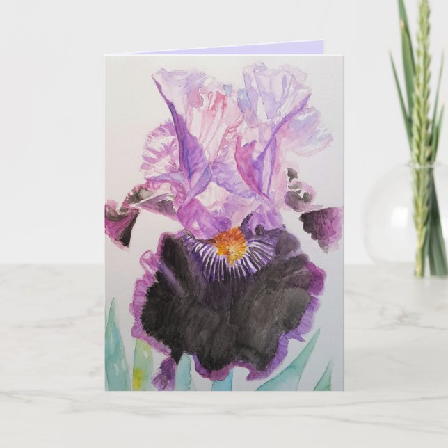 Carte d'anniversaire de l'Iris noir et violet (Devant)