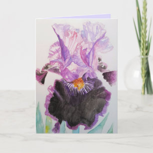 Carte d'anniversaire de l'Iris noir et violet