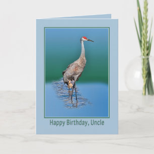 Carte d'anniversaire de l'oncle avec la grue de