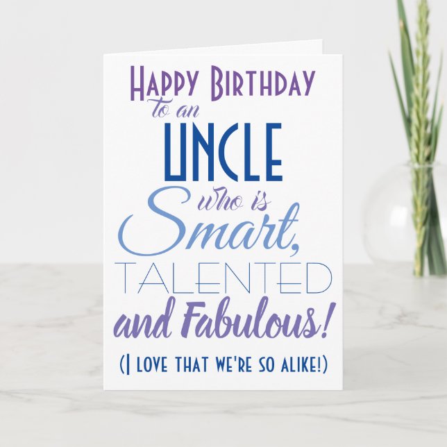 Carte d'anniversaire de l'oncle drôle (Devant)