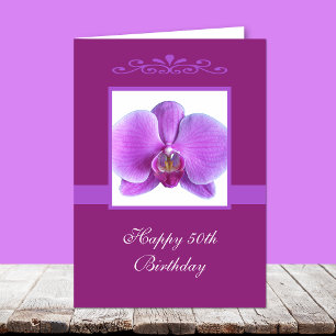Carte d'anniversaire de l'orchidée 50e