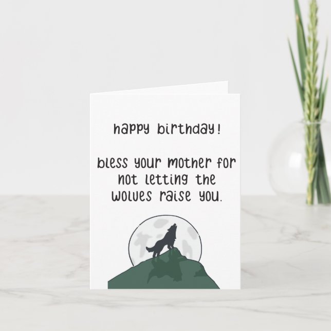 Carte d'anniversaire de loup drôle | Carte Amusant (Devant)