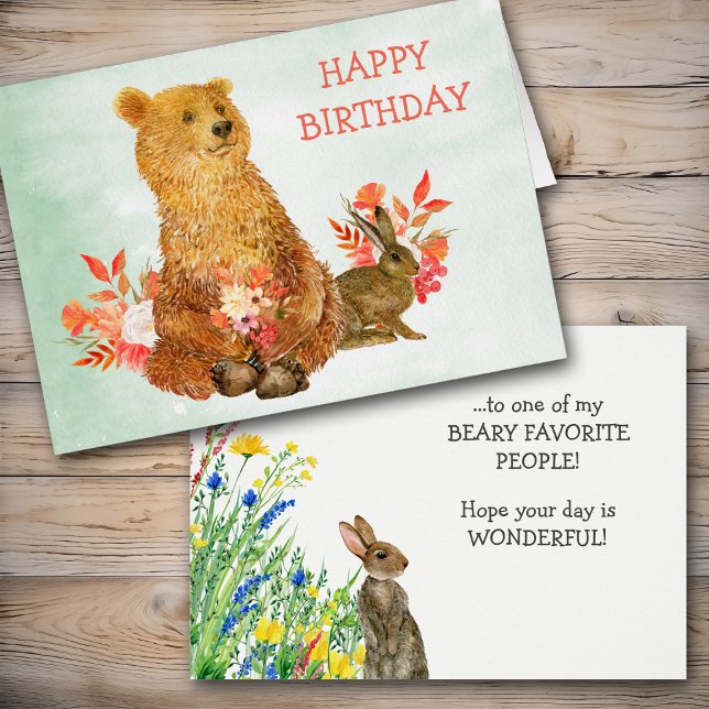 Carte d'anniversaire de l'Ours de Bouquet Floral C (Créateur téléchargé)